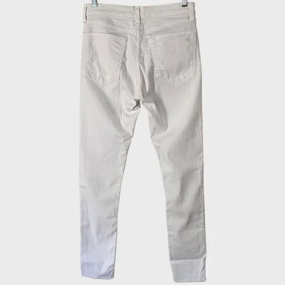 Rag + Bone The Dre High-Waisted Skinny Jeans Aged White Women's Size 27 Raw-Hem
